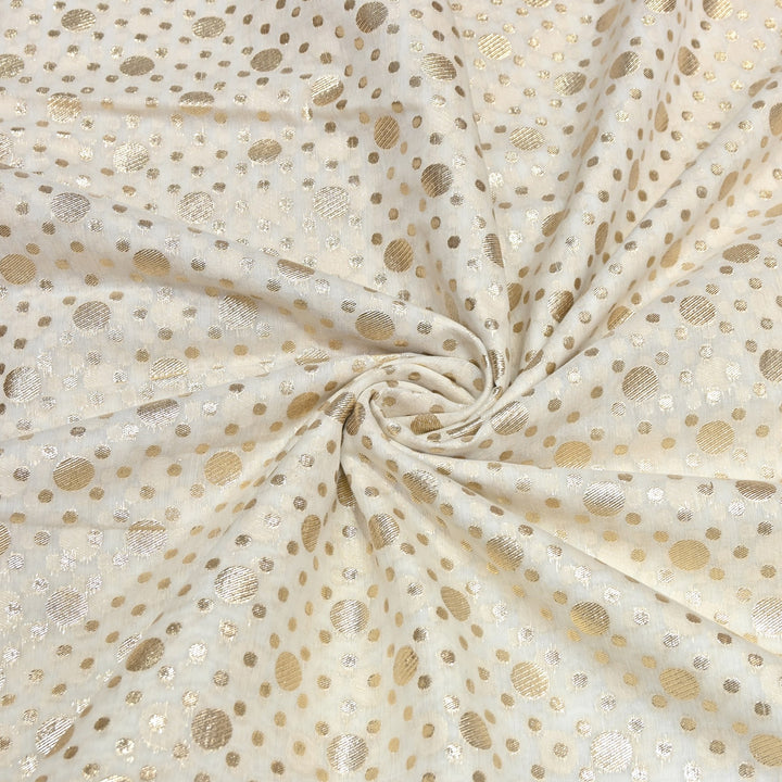 Banarasi Zari Polka Dot Chanderi Fabric 44" – Elegant Designer Weave-000485-7
