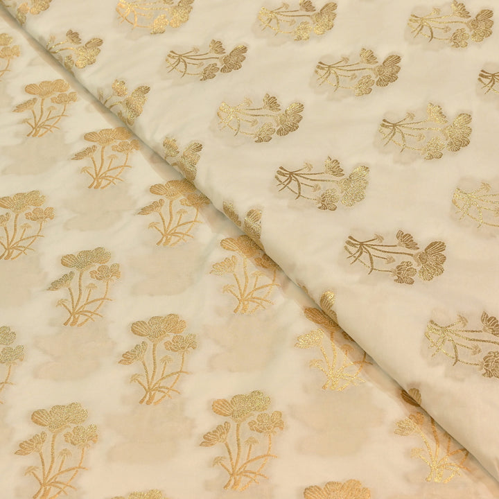 Premium Katan Dupion Silk Zari Brocade Fabric| Rich Traditional Floral & Paisley Designer Brocade | 000242 | D