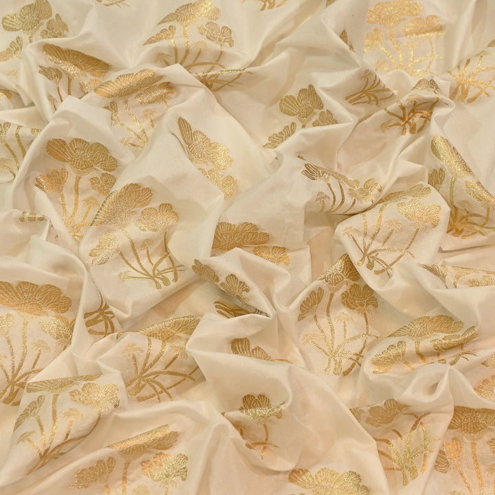 Premium Katan Dupion Silk Zari Brocade Fabric| Rich Traditional Floral & Paisley Designer Brocade | 000242 | D