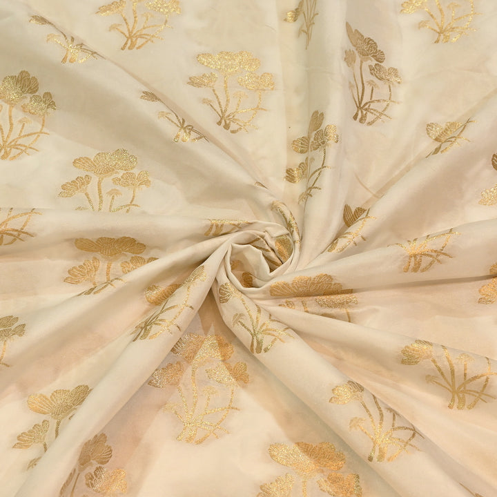 Premium Katan Dupion Silk Zari Brocade Fabric| Rich Traditional Floral & Paisley Designer Brocade | 000242 | D