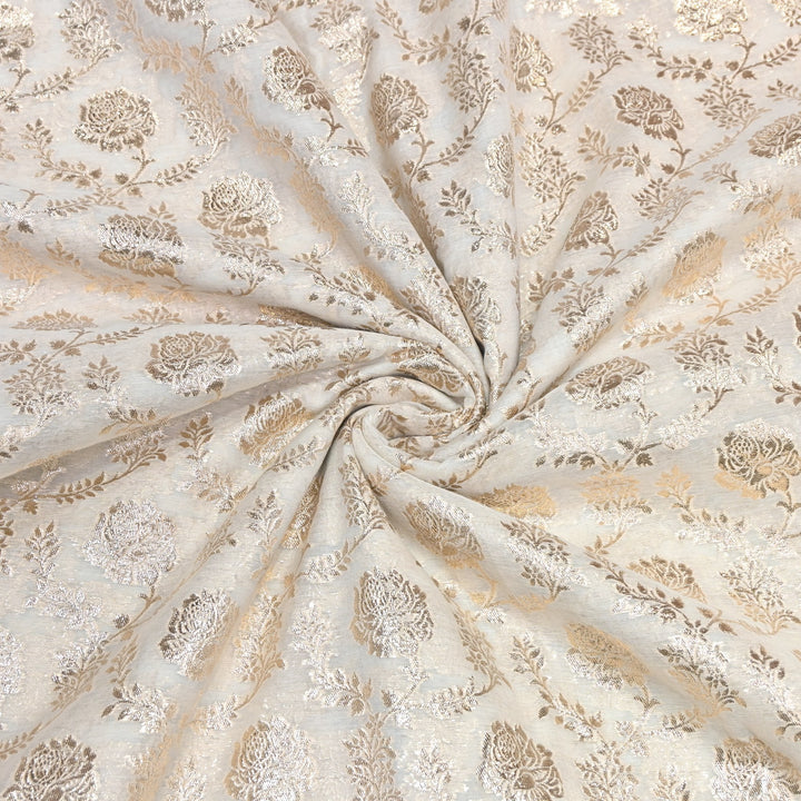 Banarasi Floral Jaal Chanderi Fabric 44" – Elegant Zari Weave Designer Fabric-000485-8