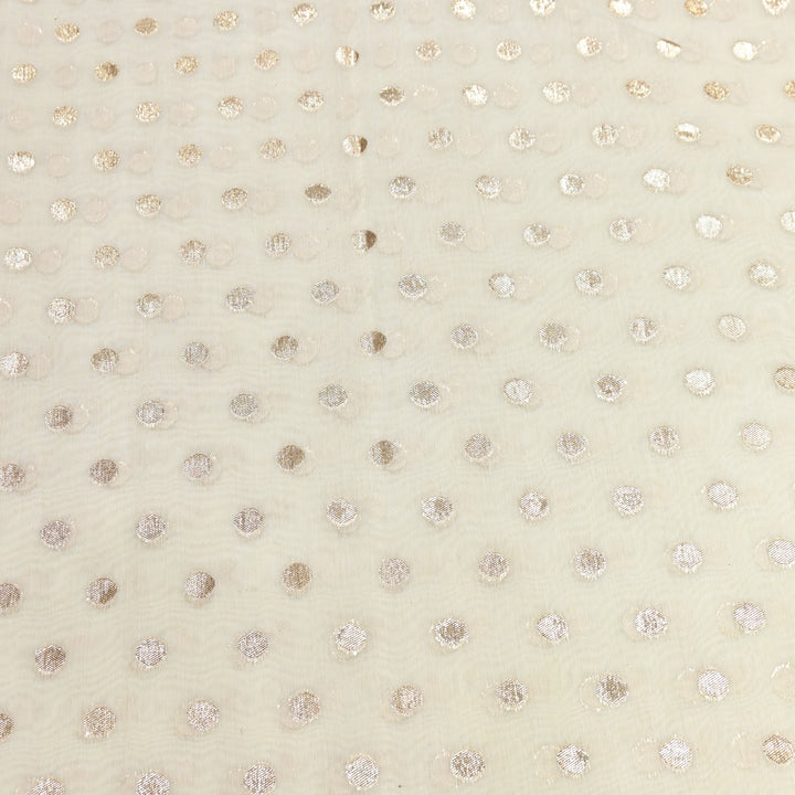 Banarasi Chanderi Polka Dot Fabric 44" – Elegant Zari Buti Designer Weave-000485-9