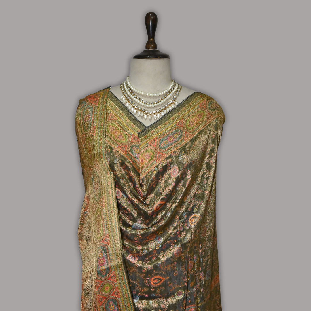 Tissue Zari Jacquard Position Embroidery Dupatta | Designer Festive Dupatta-V2855C-A2