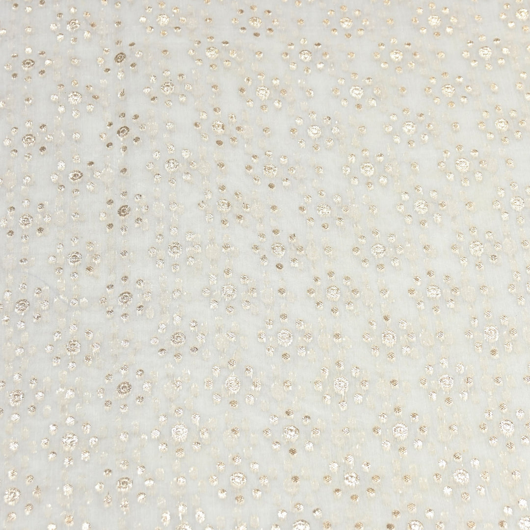 Banarasi Chanderi Polka Dot Fabric 44" – Elegant Zari Buti Designer Weave-000485-10