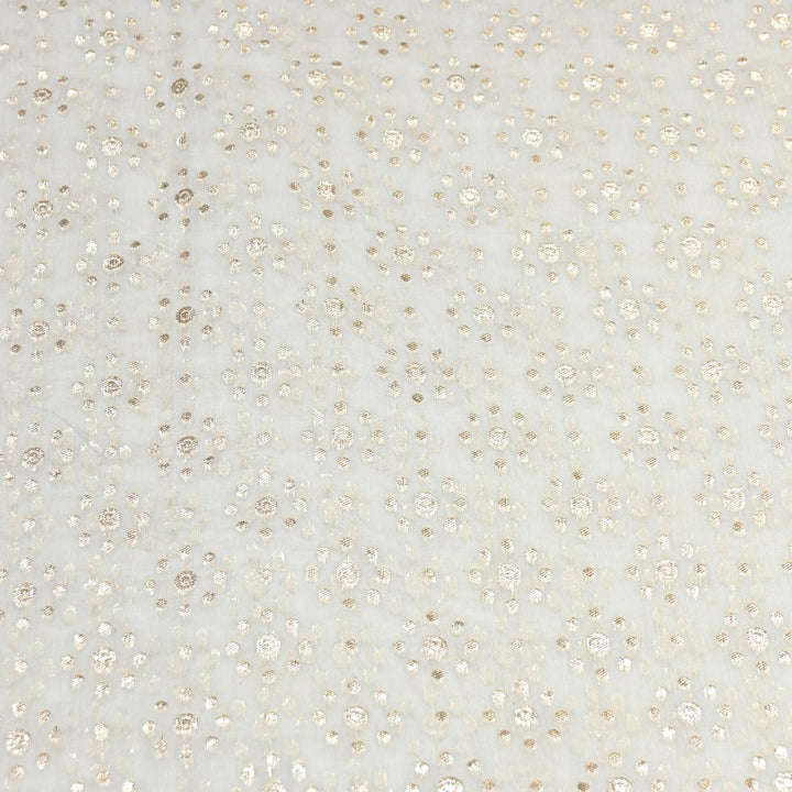 Banarasi Chanderi Polka Dot Fabric 44" – Elegant Zari Buti Designer Weave-000485-10