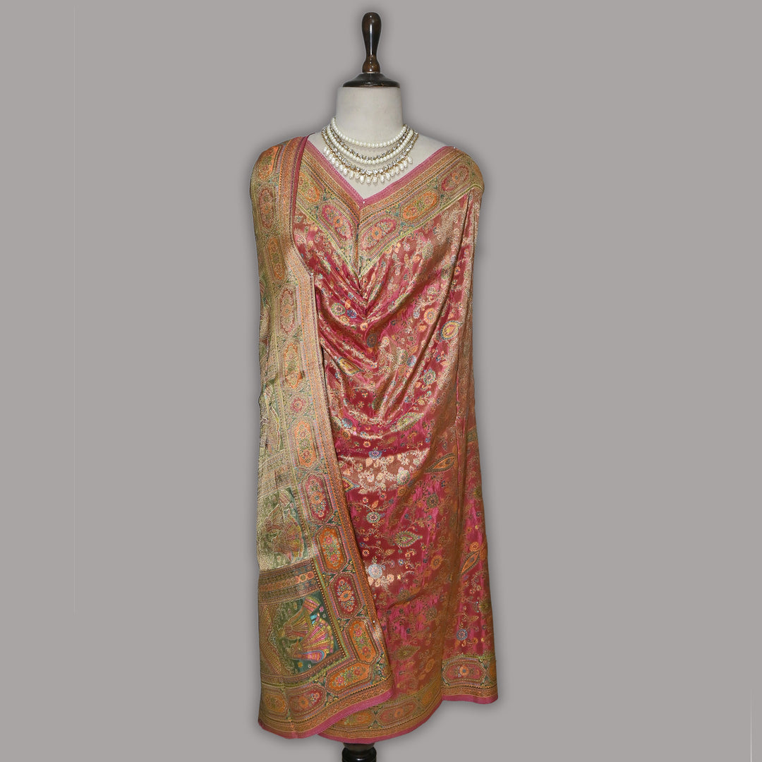 Tissue Zari Jacquard Position Embroidery Dupatta | Designer Festive Dupatta-V2855C-A3