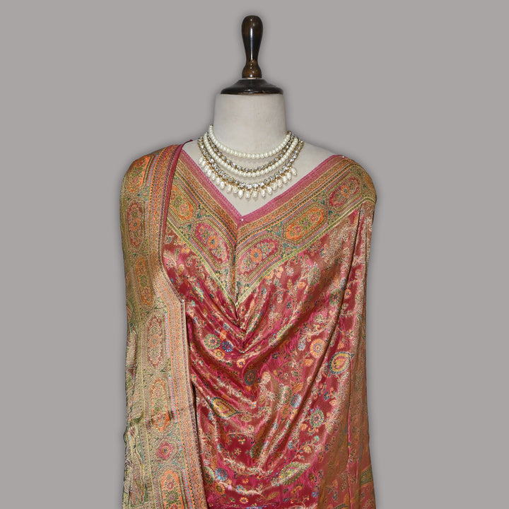 Tissue Zari Jacquard Position Embroidery Dupatta | Designer Festive Dupatta-V2855C-A3
