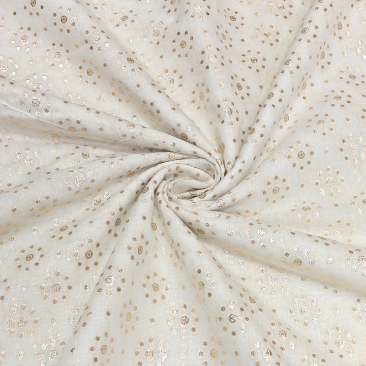 Banarasi Chanderi Polka Dot Fabric 44" – Elegant Zari Buti Designer Weave-000485-10