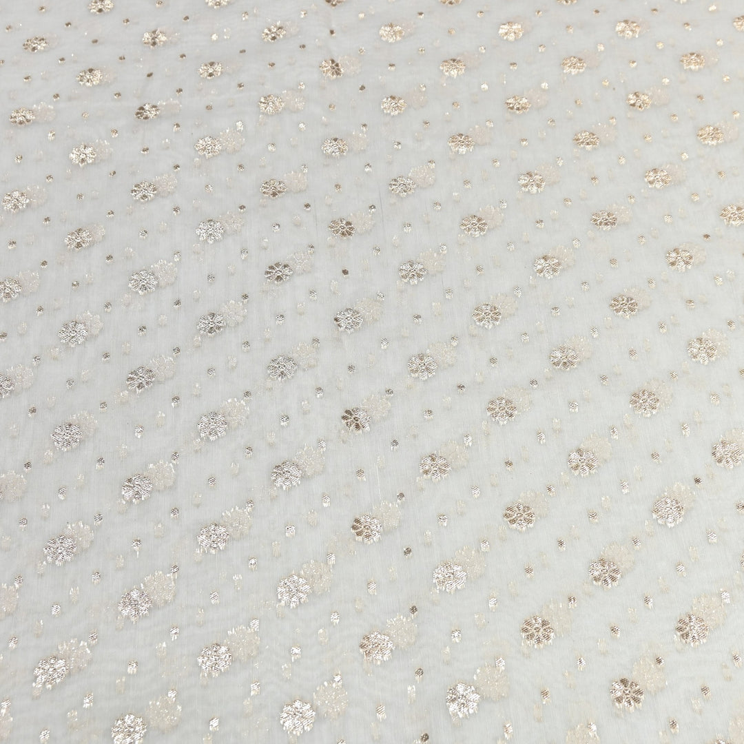 Banarasi Chanderi Buti Fabric 44" – Soft Lightweight Designer Weaving Fabric-000485-11