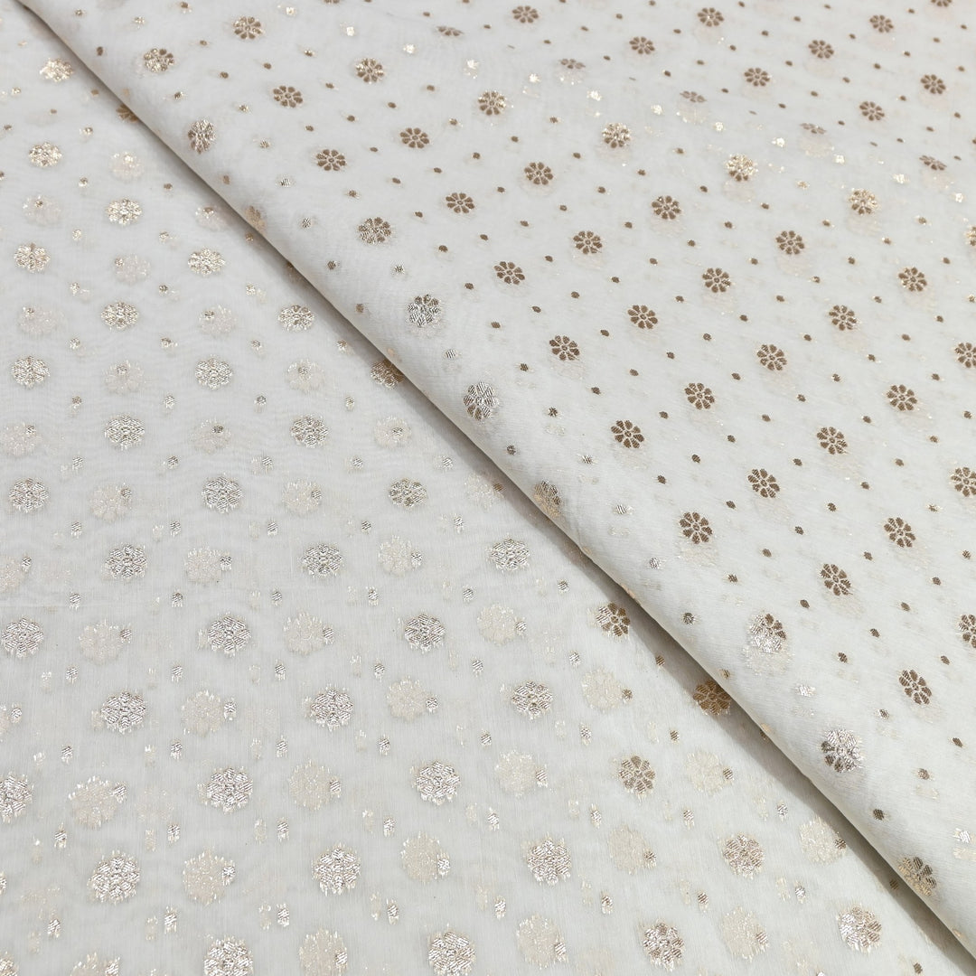 Banarasi Chanderi Buti Fabric 44" – Soft Lightweight Designer Weaving Fabric-000485-11
