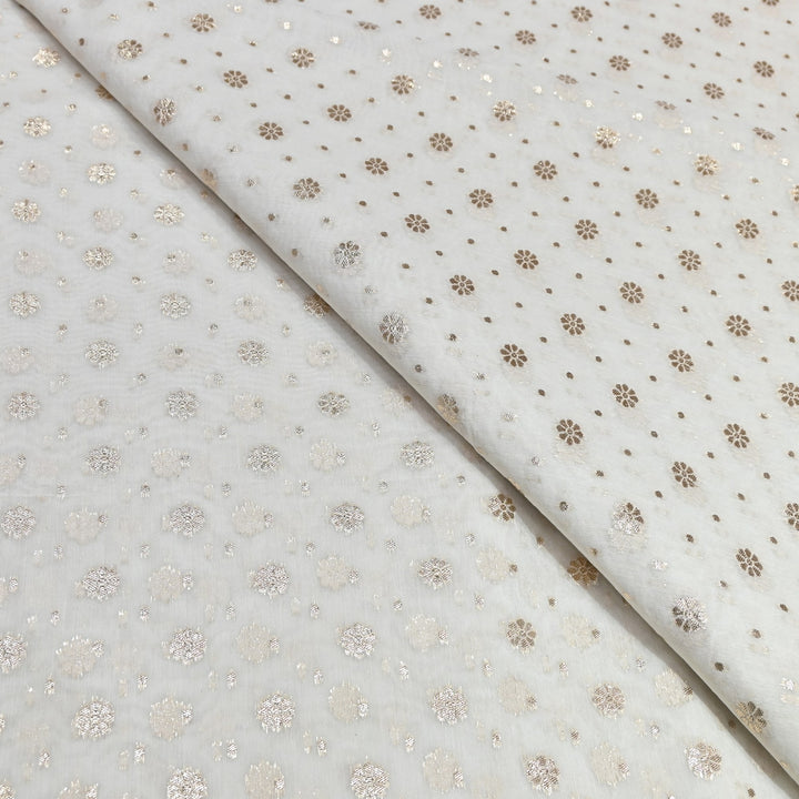 Banarasi Chanderi Buti Fabric 44" – Soft Lightweight Designer Weaving Fabric-000485-11