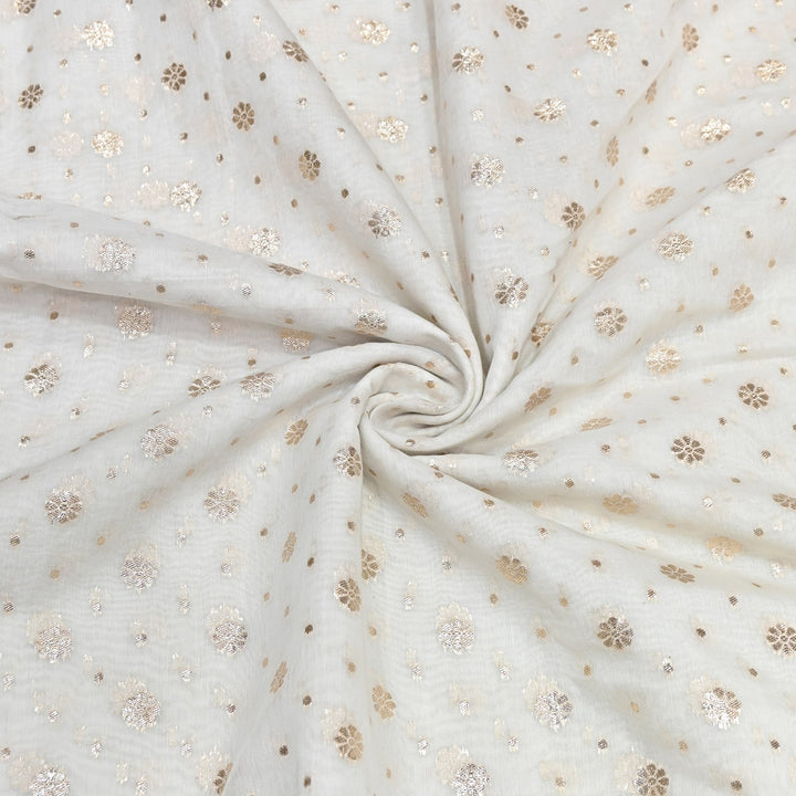 Banarasi Chanderi Buti Fabric 44" – Soft Lightweight Designer Weaving Fabric-000485-11