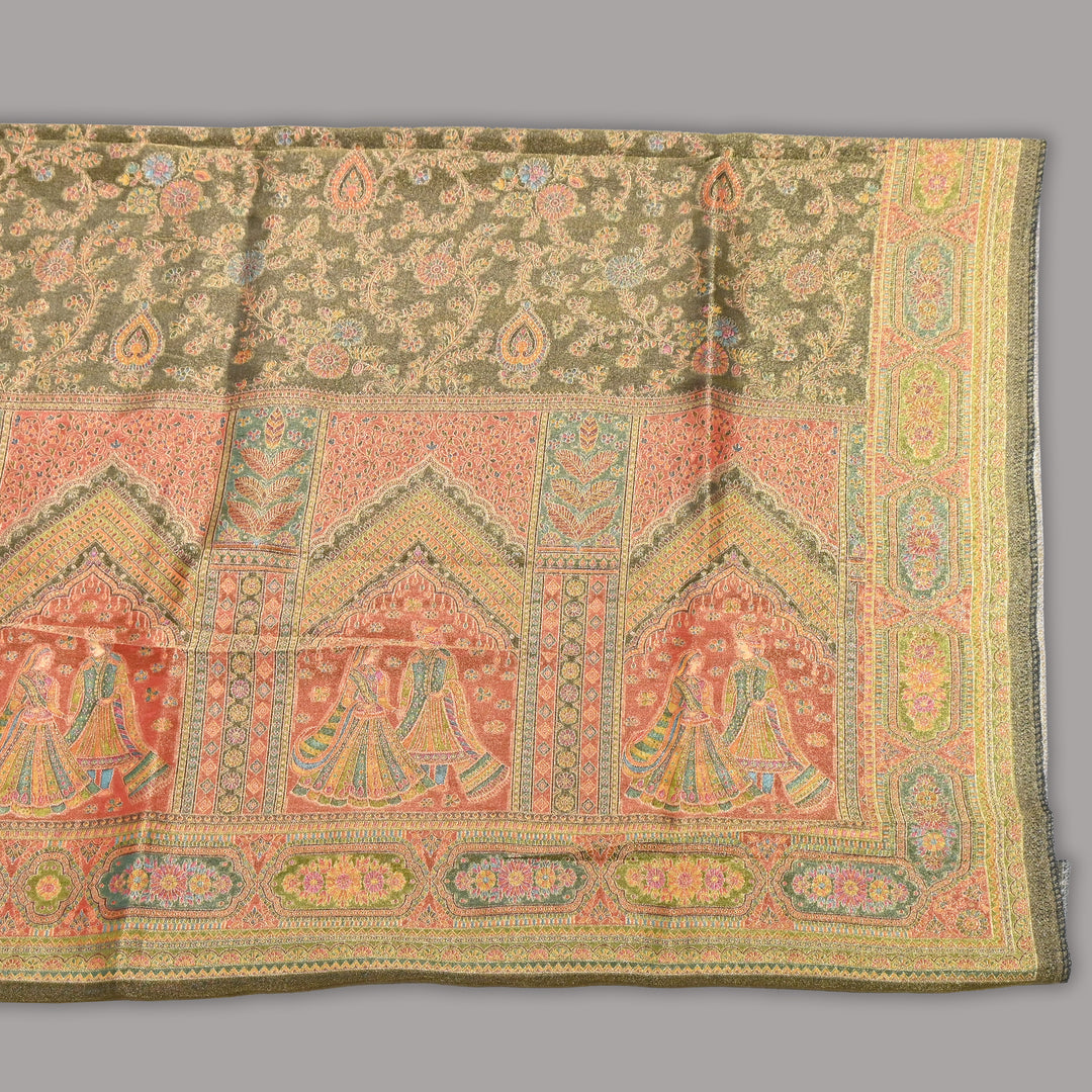 Tissue Zari Jacquard Position Embroidery Dupatta | Designer Festive Dupatta-V2855C-A2