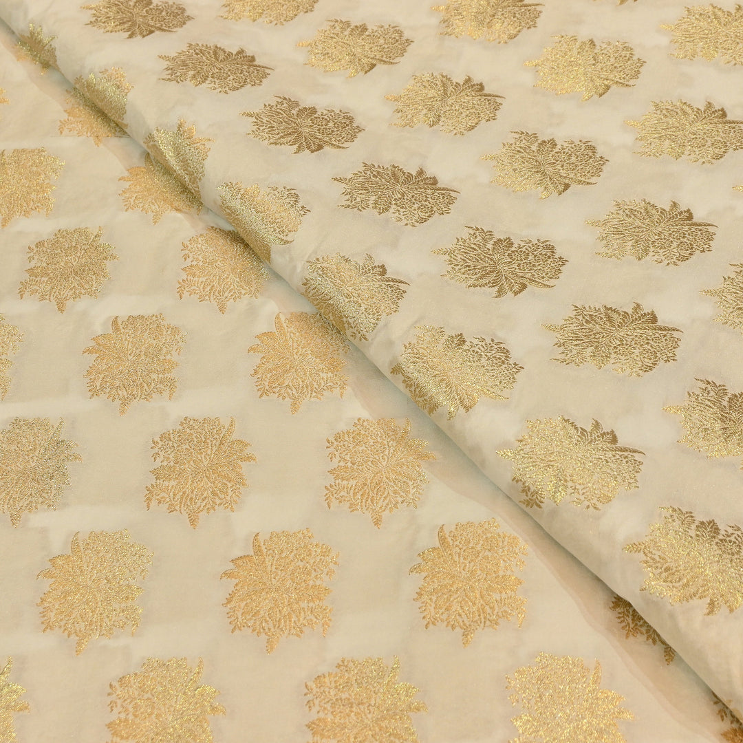 Premium Katan Dupion Silk Zari Brocade Fabric| Rich Traditional Floral & Paisley Designer Brocade | 000242 | I