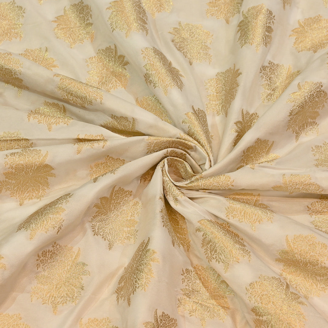 Premium Katan Dupion Silk Zari Brocade Fabric| Rich Traditional Floral & Paisley Designer Brocade | 000242 | I