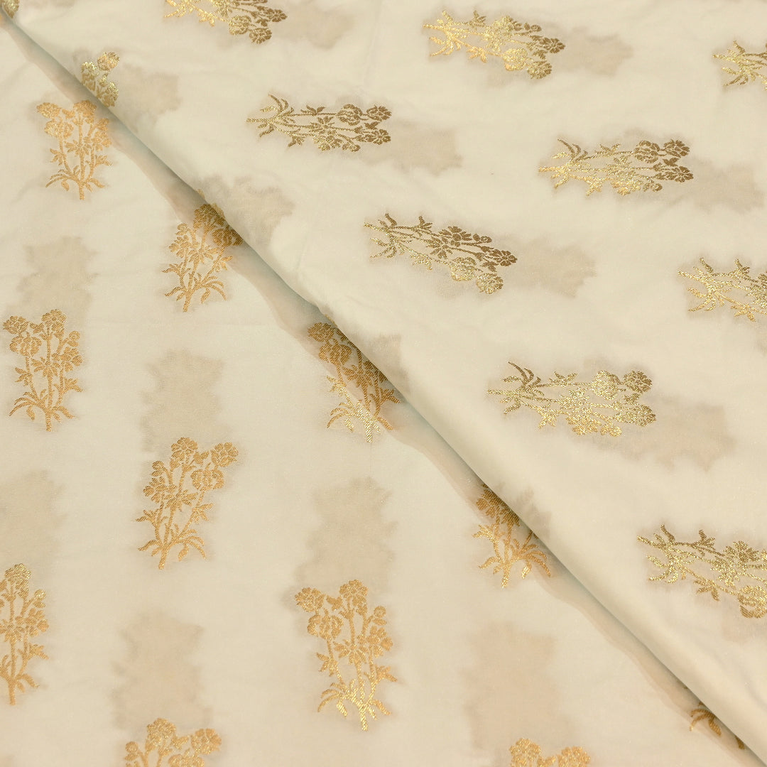 Premium Katan Dupion Silk Zari Brocade Fabric| Rich Traditional Floral & Paisley Designer Brocade | 000242 | J