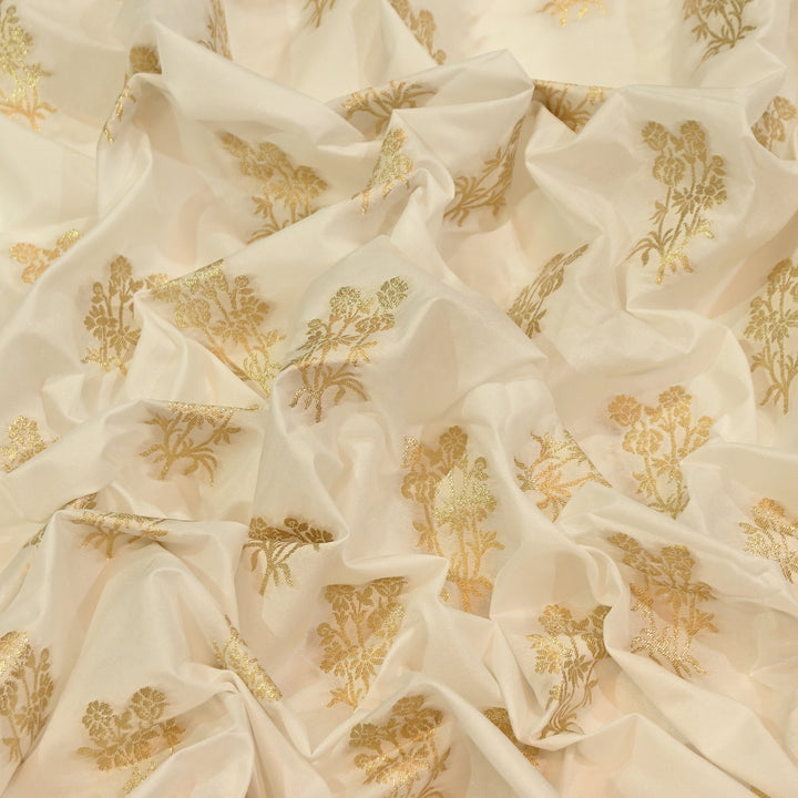 Premium Katan Dupion Silk Zari Brocade Fabric| Rich Traditional Floral & Paisley Designer Brocade | 000242 | J