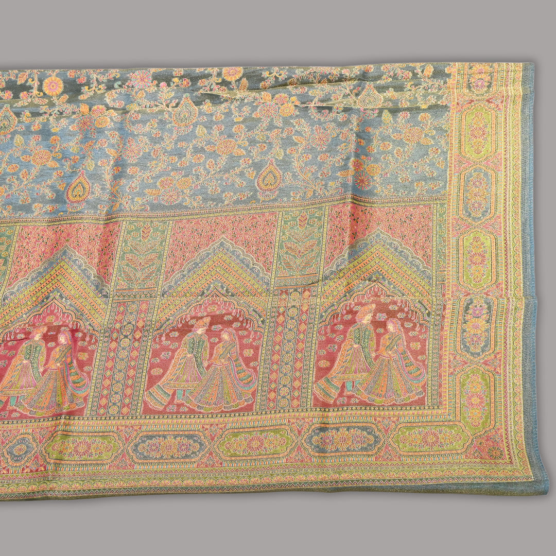 Tissue Zari Jacquard Position Embroidery Dupatta | Designer Festive Dupatta-V2855C-A4