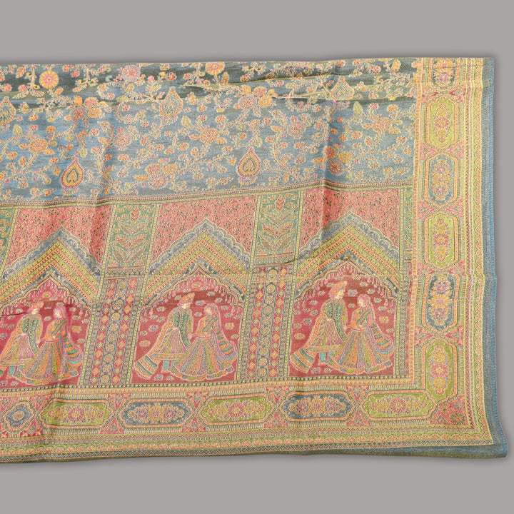 Tissue Zari Jacquard Position Embroidery Dupatta | Designer Festive Dupatta-V2855C-A4