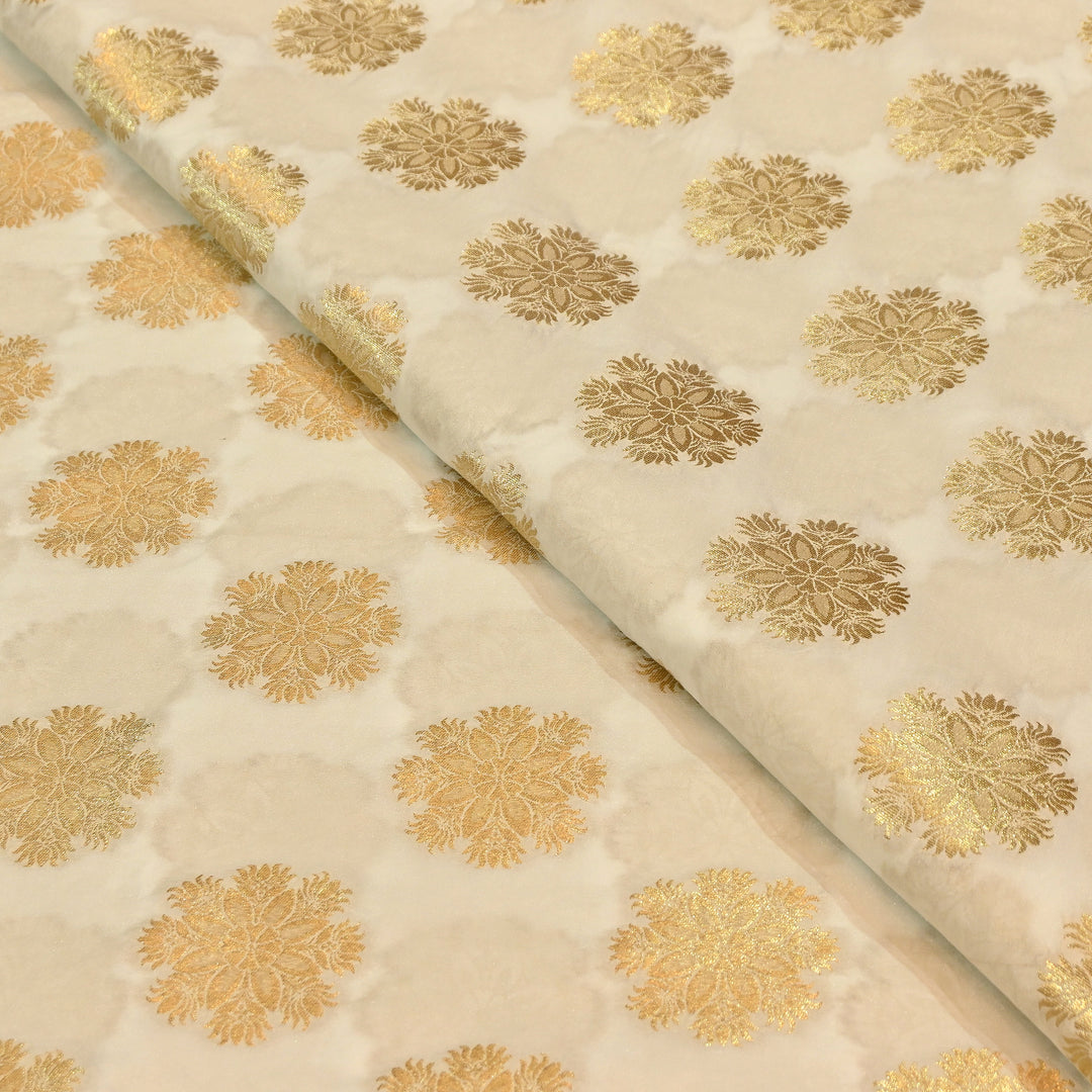 Premium Katan Dupion Silk Zari Brocade Fabric| Rich Traditional Floral & Paisley Designer Brocade | 000242 | M