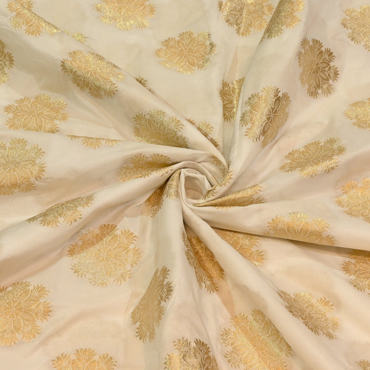Premium Katan Dupion Silk Zari Brocade Fabric| Rich Traditional Floral & Paisley Designer Brocade | 000242 | M