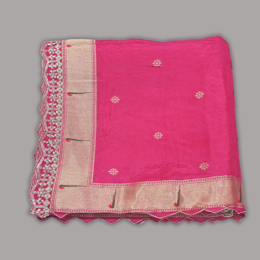 Dola Silk Zari Jacquard Dupatta | Designer Ethnic Dupatta -B88333-E