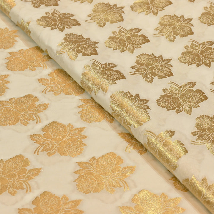 Premium Katan Dupion Silk Zari Brocade Fabric| Rich Traditional Floral & Paisley Designer Brocade | 000242 | N
