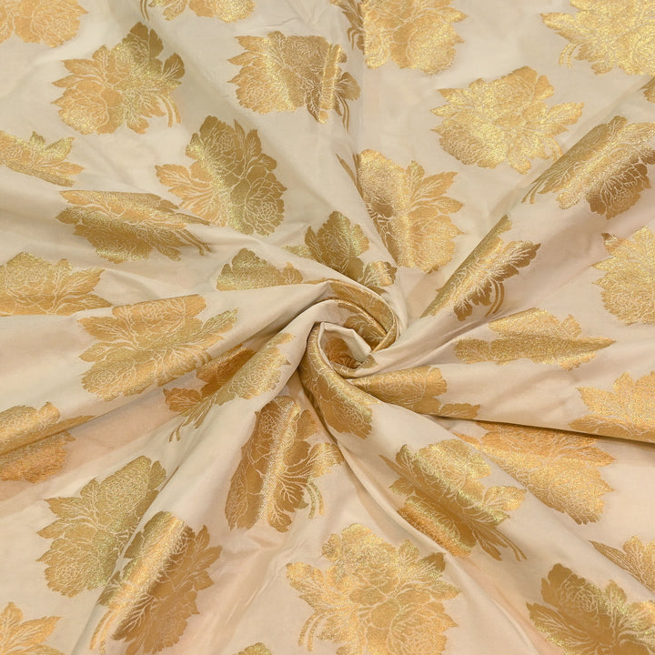 Premium Katan Dupion Silk Zari Brocade Fabric| Rich Traditional Floral & Paisley Designer Brocade | 000242 | N