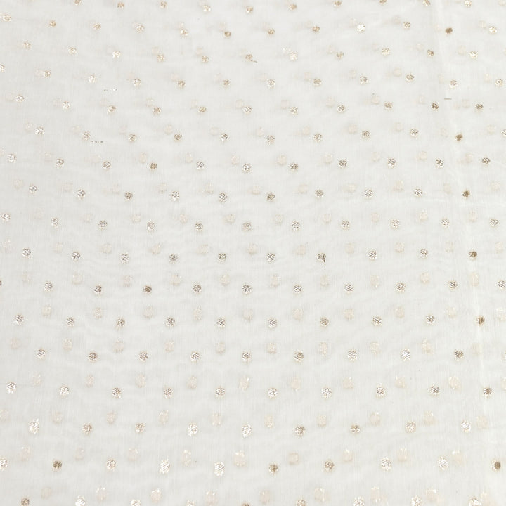 Banarasi Chanderi Polka Dot Fabric 44" – Elegant Zari Buti Designer Weave-000485-16