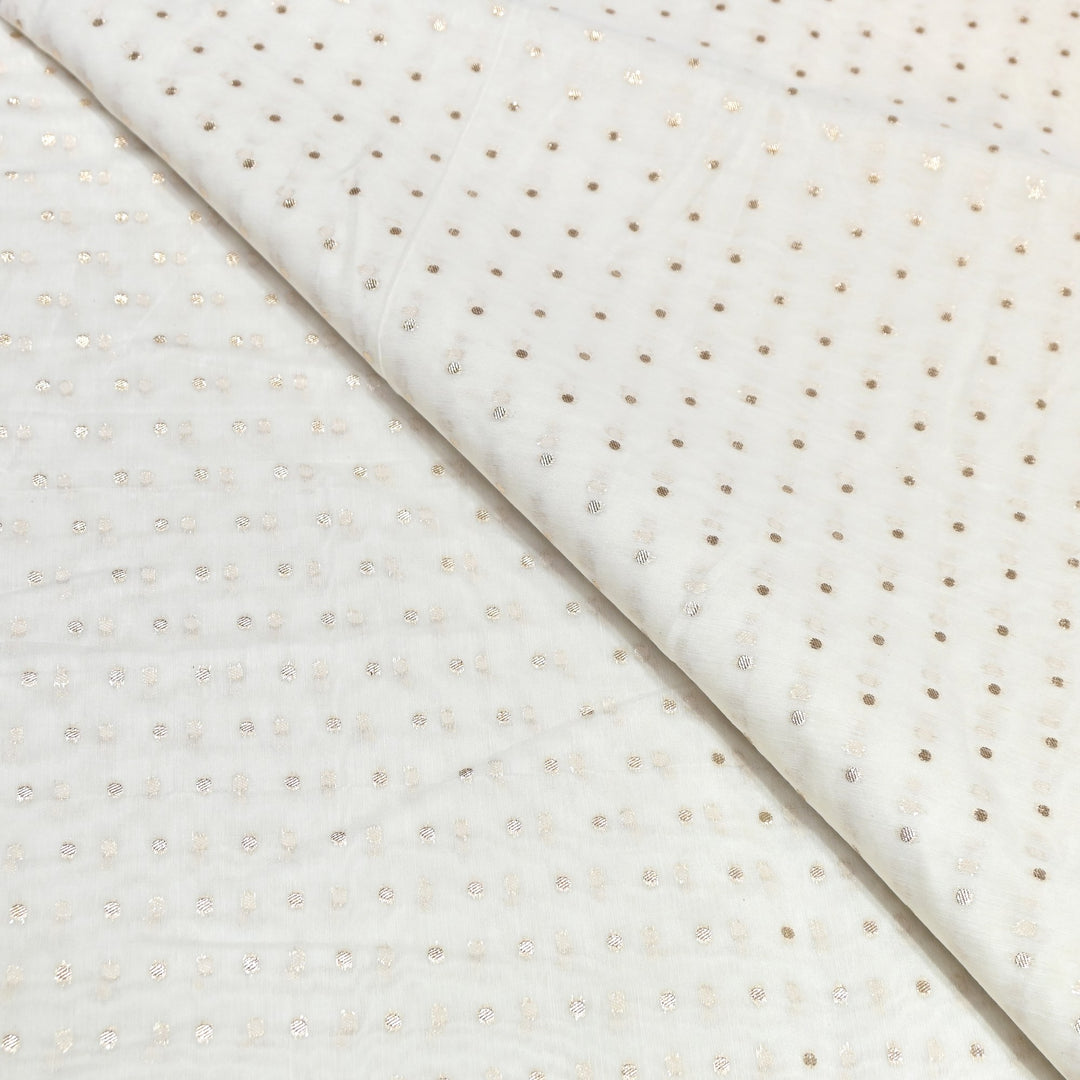 Banarasi Chanderi Polka Dot Fabric 44" – Elegant Zari Buti Designer Weave-000485-16