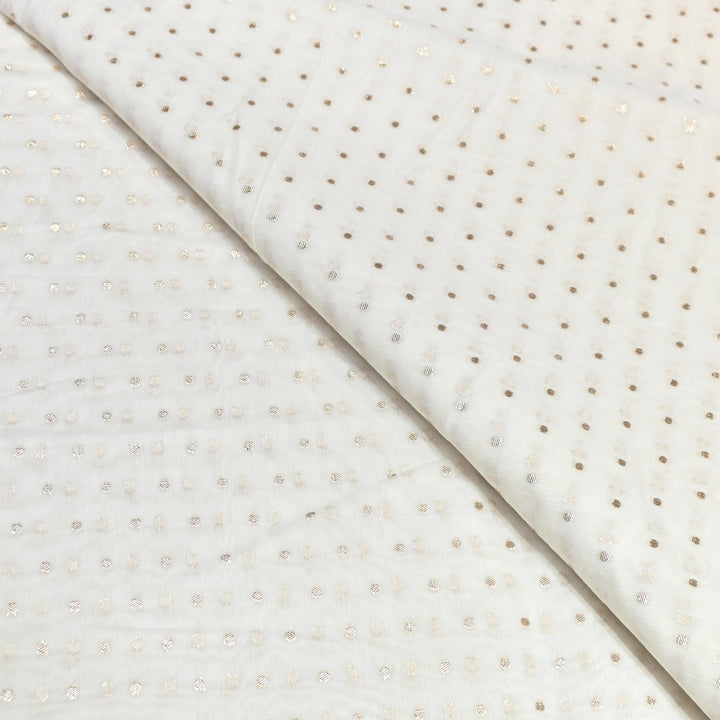 Banarasi Chanderi Polka Dot Fabric 44" – Elegant Zari Buti Designer Weave-000485-16