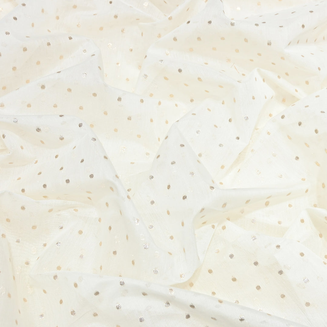 Banarasi Chanderi Polka Dot Fabric 44" – Elegant Zari Buti Designer Weave-000485-16