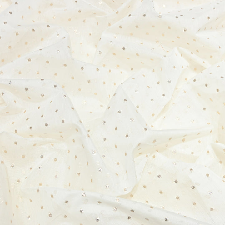 Banarasi Chanderi Polka Dot Fabric 44" – Elegant Zari Buti Designer Weave-000485-16