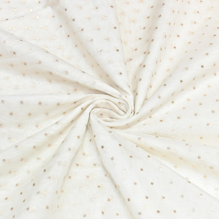 Banarasi Chanderi Polka Dot Fabric 44" – Elegant Zari Buti Designer Weave-000485-16