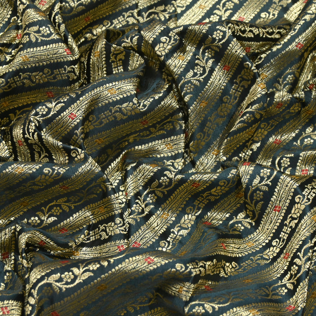 Premium Satin Mina Zari Brocade Fabric for Designer Ethnic Wear | 001809-2