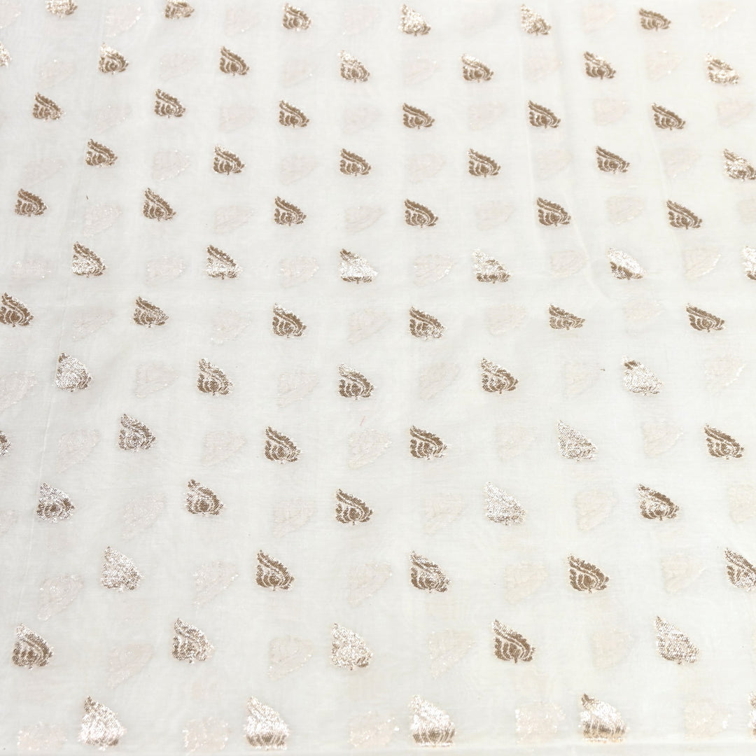 Banarasi Chanderi Zari Leaf Fabric 44" – Elegant Designer Weave-000485-17