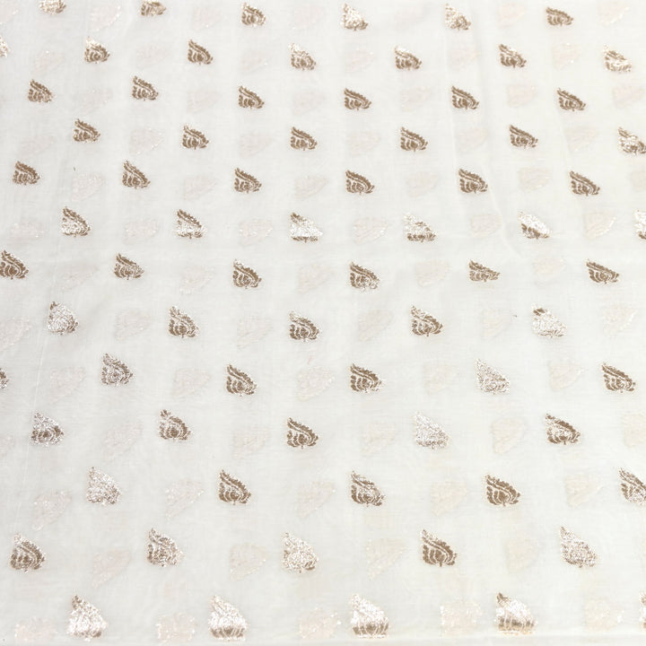 Banarasi Chanderi Zari Leaf Fabric 44" – Elegant Designer Weave-000485-17