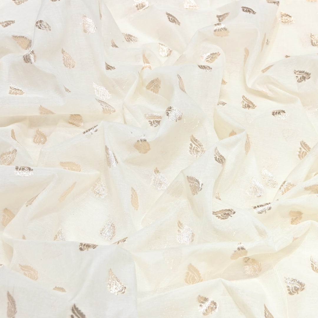 Banarasi Chanderi Zari Leaf Fabric 44" – Elegant Designer Weave-000485-17