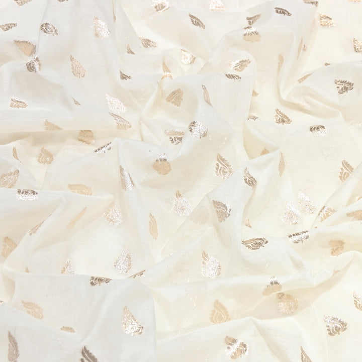 Banarasi Chanderi Zari Leaf Fabric 44" – Elegant Designer Weave-000485-17
