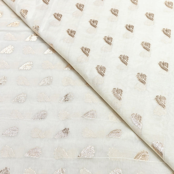 Banarasi Chanderi Zari Leaf Fabric 44" – Elegant Designer Weave-000485-17
