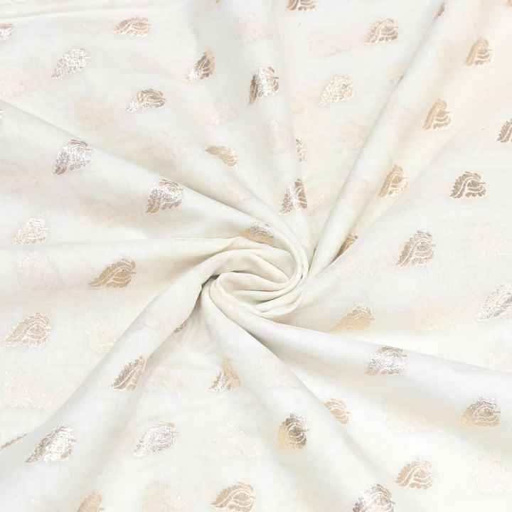 Banarasi Chanderi Zari Leaf Fabric 44" – Elegant Designer Weave-000485-17