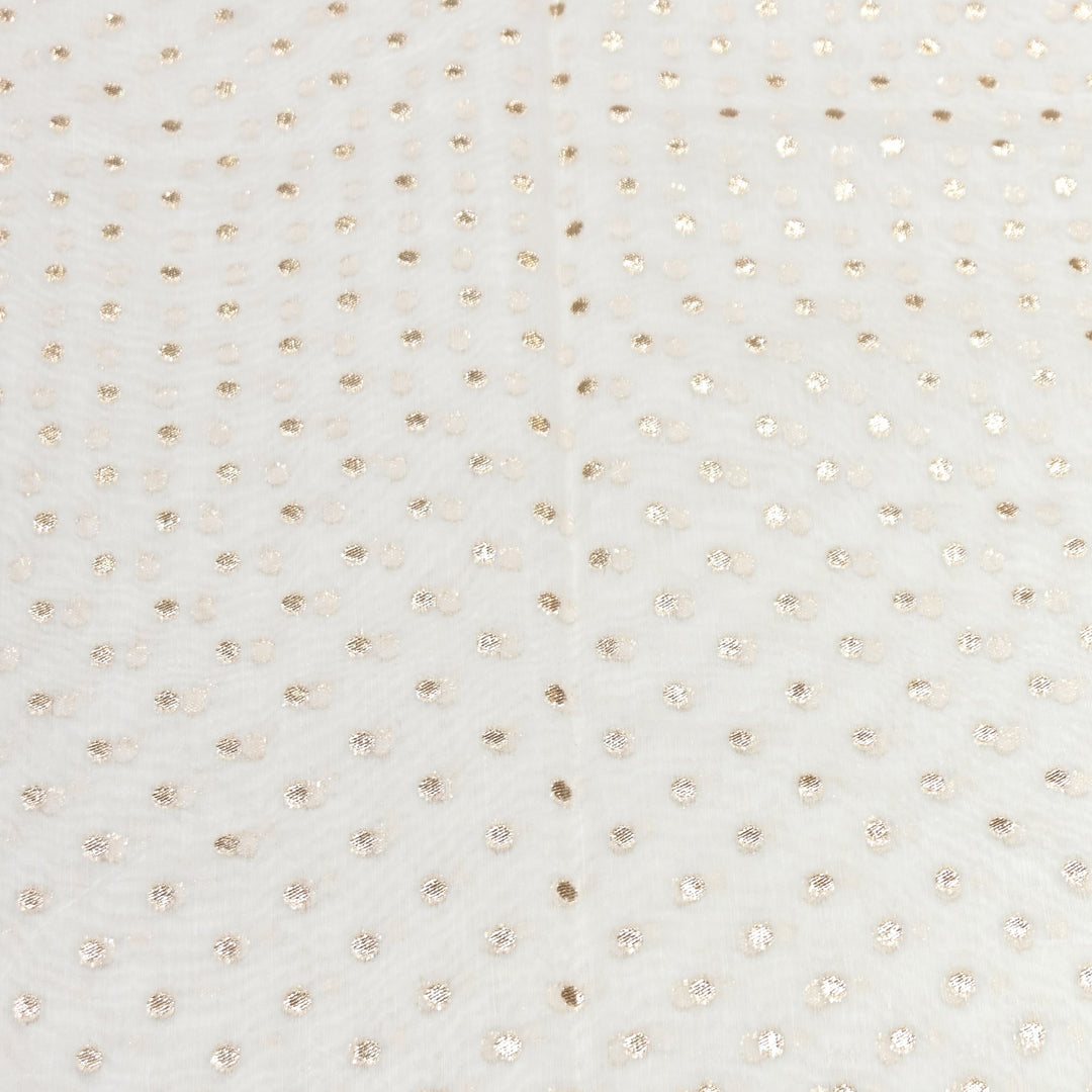 Banarasi Chanderi Polka Dot Fabric 44" – Elegant Zari Buti Designer Weave-000485-19