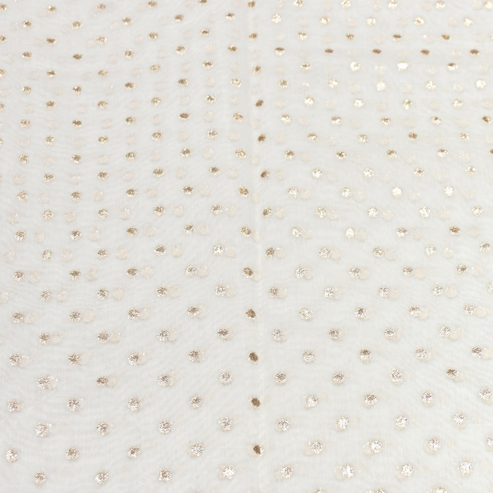 Banarasi Chanderi Polka Dot Fabric 44" – Elegant Zari Buti Designer Weave-000485-19