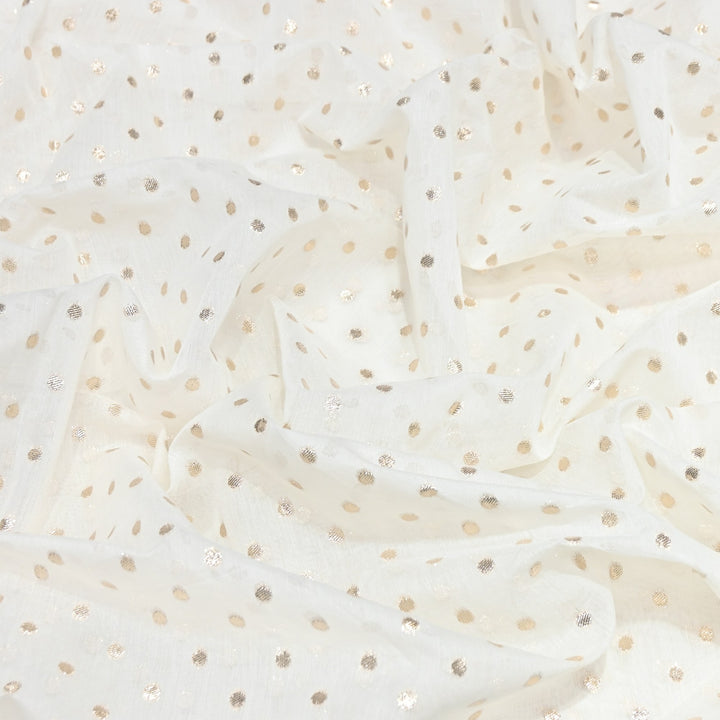 Banarasi Chanderi Polka Dot Fabric 44" – Elegant Zari Buti Designer Weave-000485-19