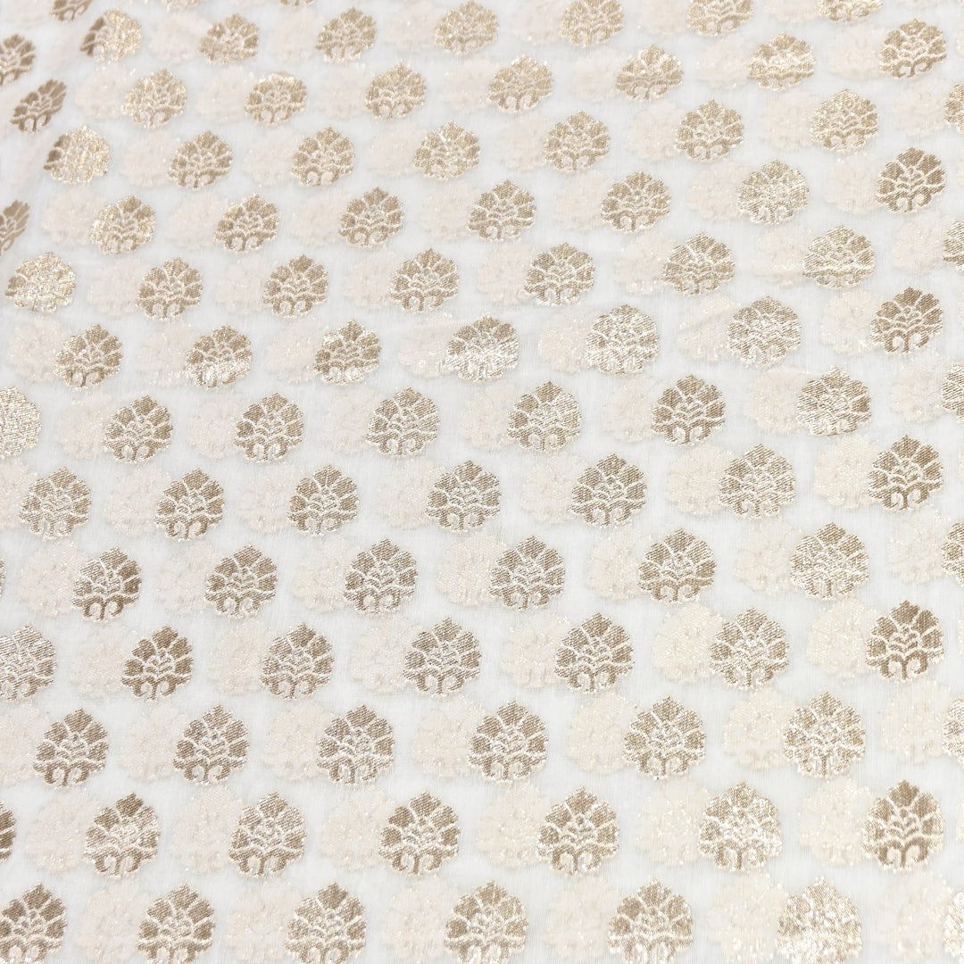 Banarasi Chanderi Zari Leaf Fabric 44" – Elegant Designer Weave-000485-20