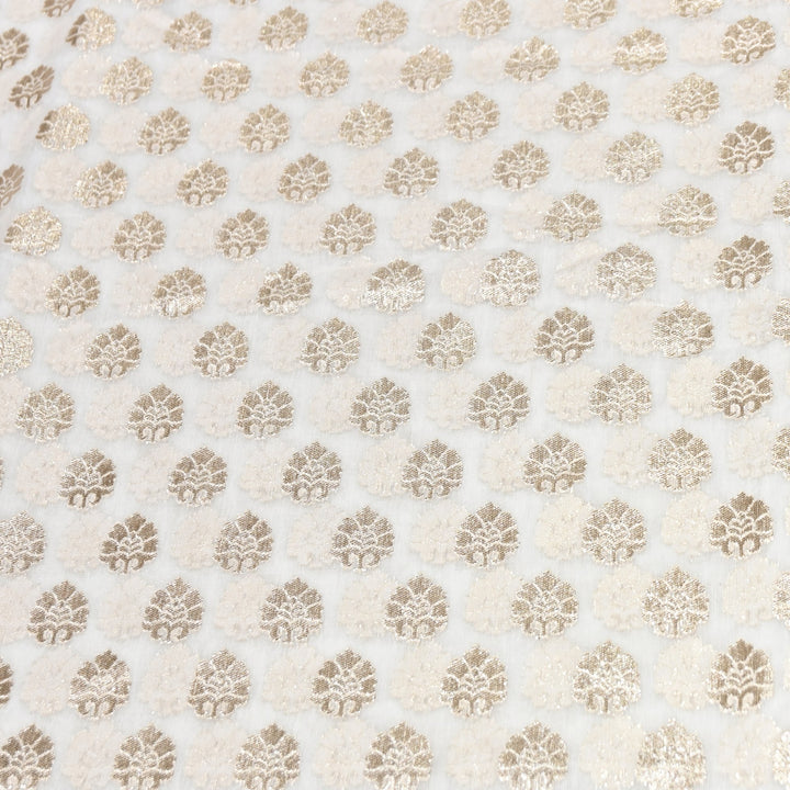 Banarasi Chanderi Zari Leaf Fabric 44" – Elegant Designer Weave-000485-20