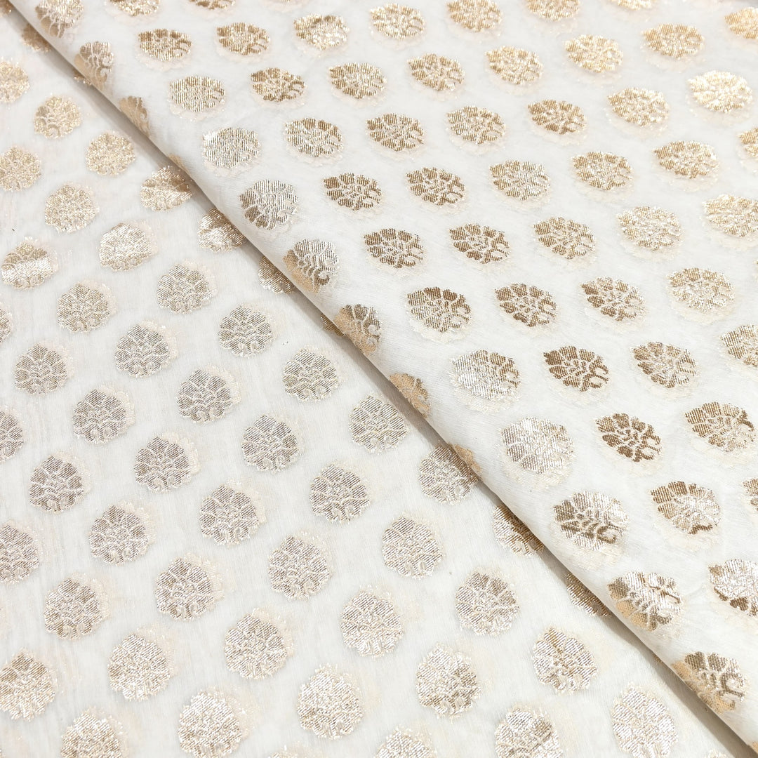 Banarasi Chanderi Zari Leaf Fabric 44" – Elegant Designer Weave-000485-20