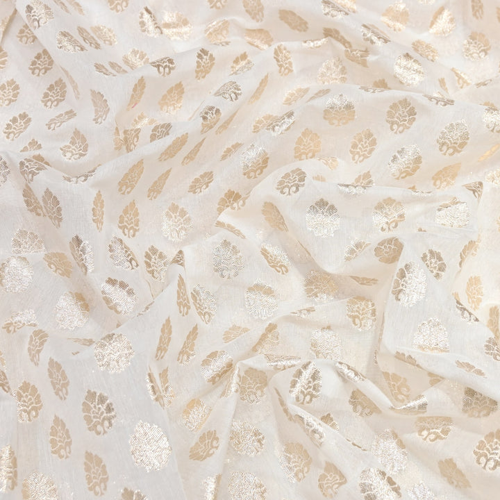 Banarasi Chanderi Zari Leaf Fabric 44" – Elegant Designer Weave-000485-20