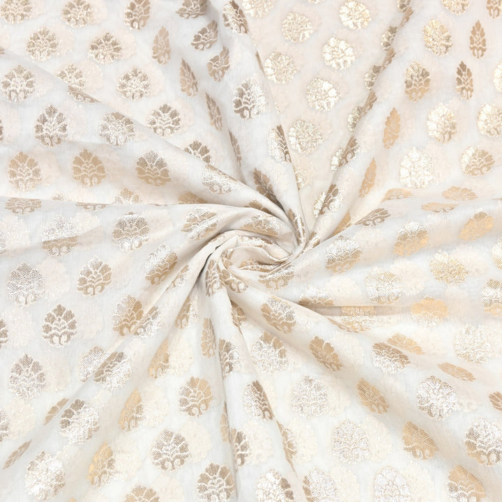 Banarasi Chanderi Zari Leaf Fabric 44" – Elegant Designer Weave-000485-20