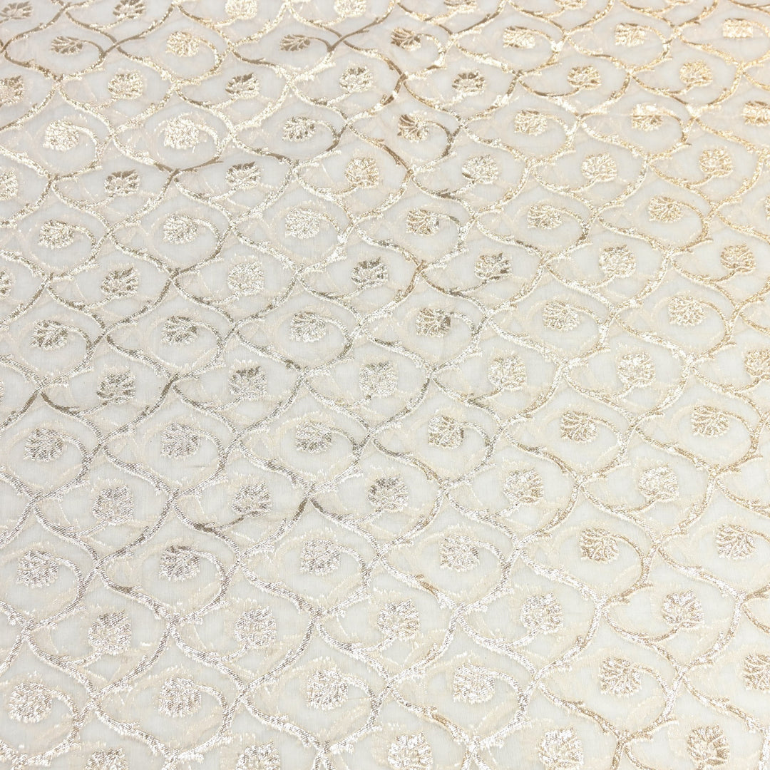 Banarasi Chanderi Zari Fabric 44" – Elegant Designer Weave-000485-18